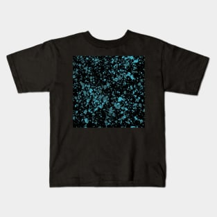 Blue splashes on black Kids T-Shirt